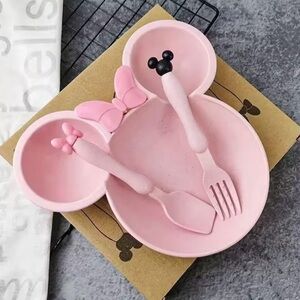 Pink Mouse-Shaped Kids Plate Set